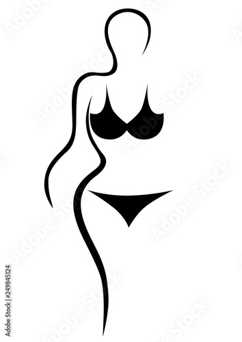 Figure of woman and logo on white background