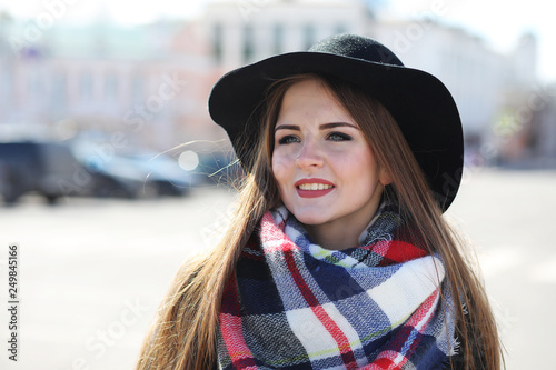 Girl on a walk in sunny weather