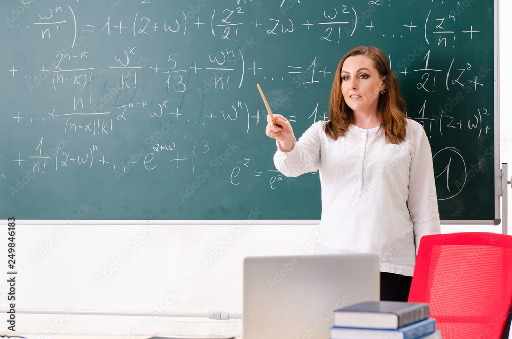 Female math teacher in the classroom Female math teacher in the classroom