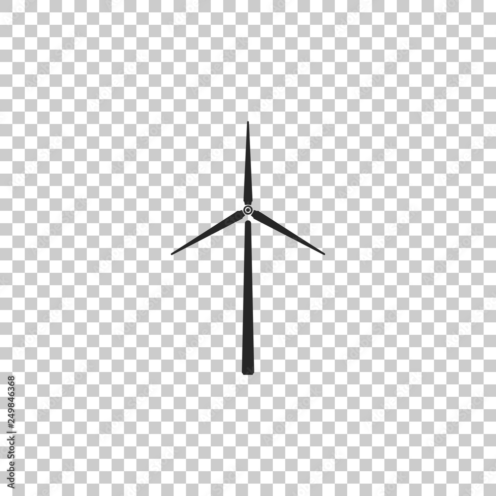 Wind turbine icon isolated on transparent background. Wind generator sign. Windmill silhouette. Windmills for electric power production. Flat design. Vector Illustration Wind turbine icon isolated on transparent background. Wind generator sign. Windmill silhouette. Windmills for electric power production. Flat design. Vector Illustration