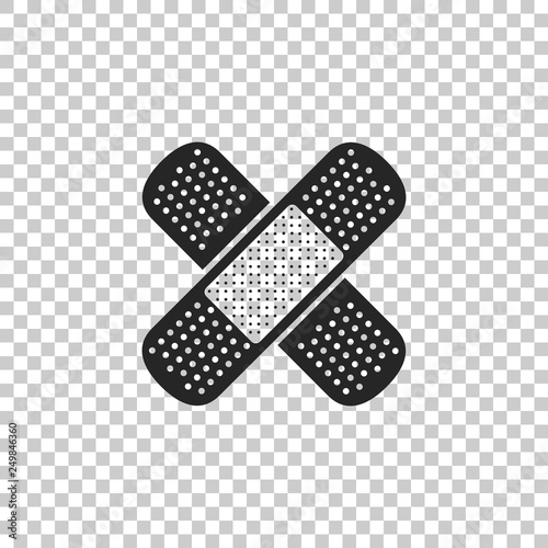 Bandage plaster icon isolated on transparent background. Medical plaster, adhesive bandage, flexible fabric bandage. Flat design. Vector Illustration