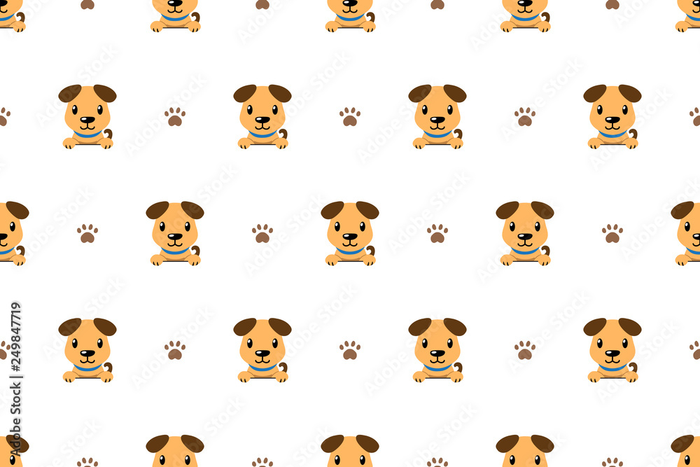Cartoon character cute dog seamless pattern background for design. Stock  Vector | Adobe Stock