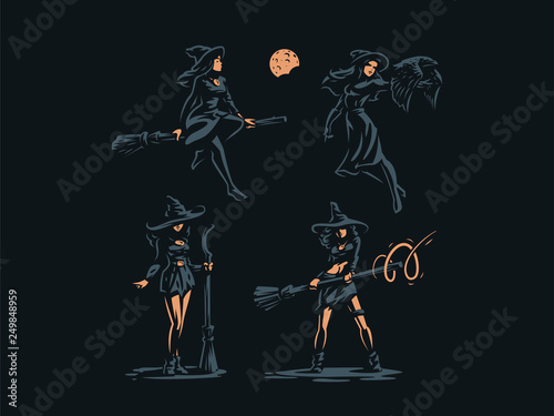 Woman Witch in a magic hat.