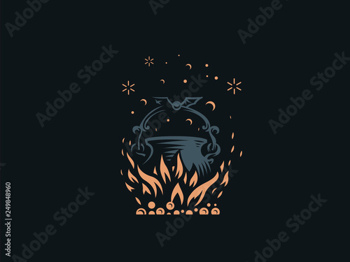 Magic cauldron. A magical potion. 