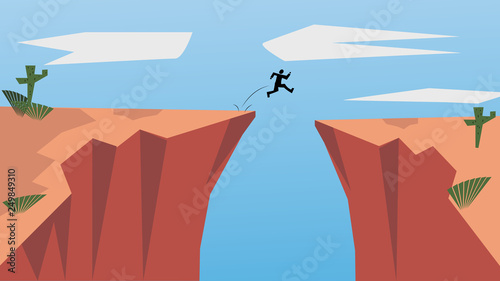 Believe in Yourself and Dare to be Yourself. Concept of Self-confidence, Courage, Commitment. Endangering, Risking. Move Forward Step by Step.