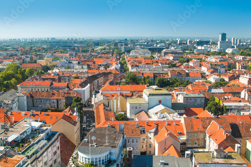Zagreb down town skyline and modern business towers panoramic view, Croatia capital