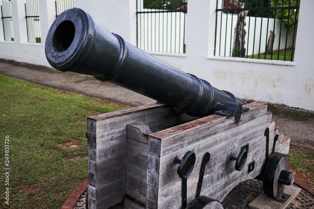 Close-up of a cannon at the Plaza de Espana at Guam, USA,.