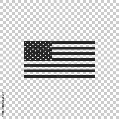 American flag icon isolated on transparent background. Flag of USA. Flat design. Vector Illustration