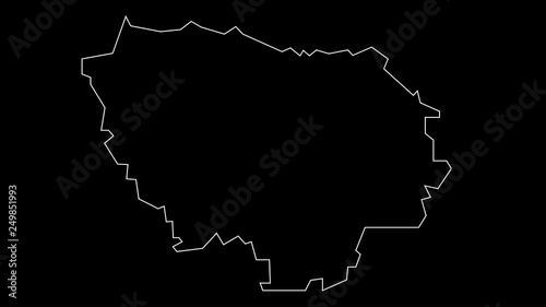 Ile de France France map outline animation