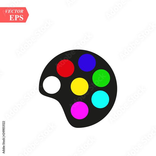 pallette on a white background. Watercolor icon flat isolated on white background vector illustration