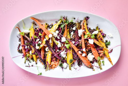  Salad with multi-colored carrot and chickpeas