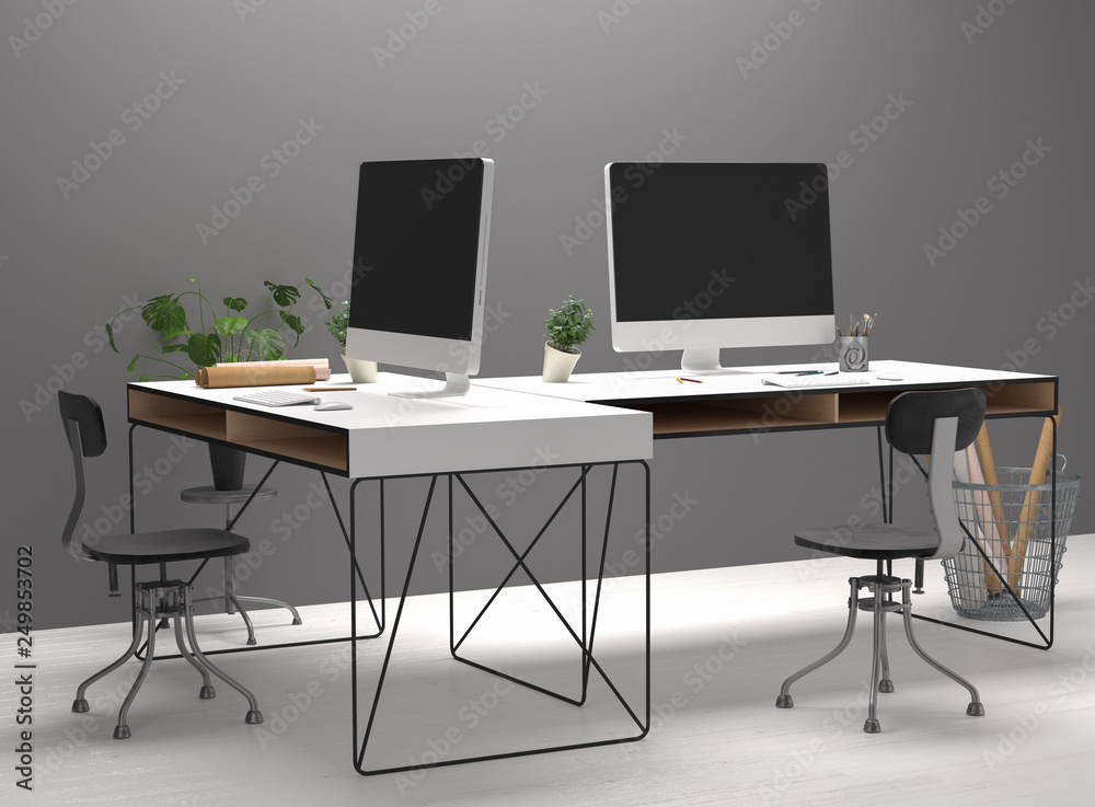 Workspace mockup, 3d render Workspace mockup, 3d render