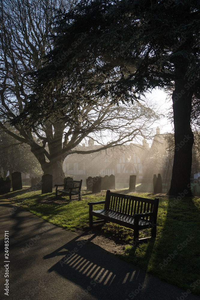 Misty morning in the churchyard, Rye