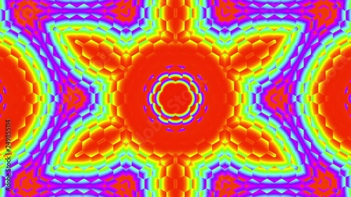 Psychedelic Hexagonal Pattern Six Axis Kaleidoscope VJ Abstract Motion Background Loop 2