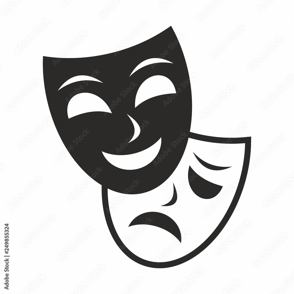 Theatre mask icon - obrazy, fototapety, plakaty 