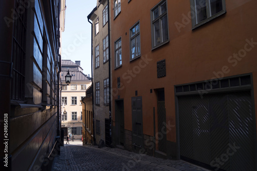 narrow street in Stockholm  Sweden