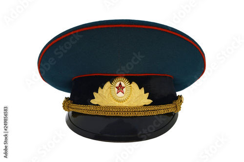 Officer cap. Military russian form. Isolated a white background.