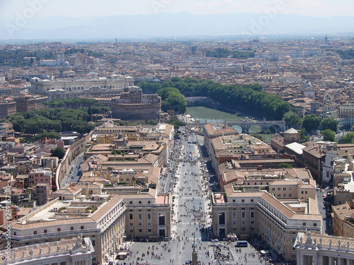 Saint Peter's Square in Vatican and aerial view of Rome