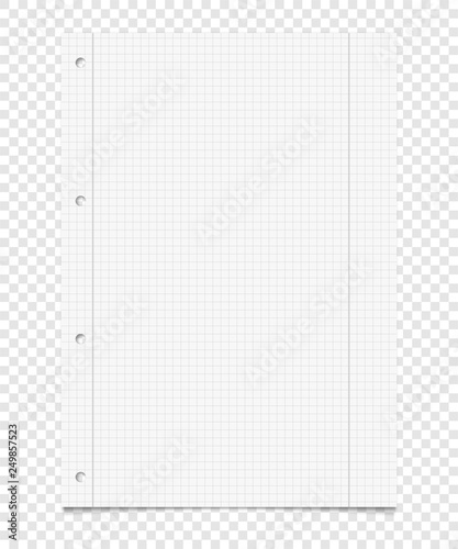 Ein grau kariertes Blatt Papier auf transparentem Hintergrund