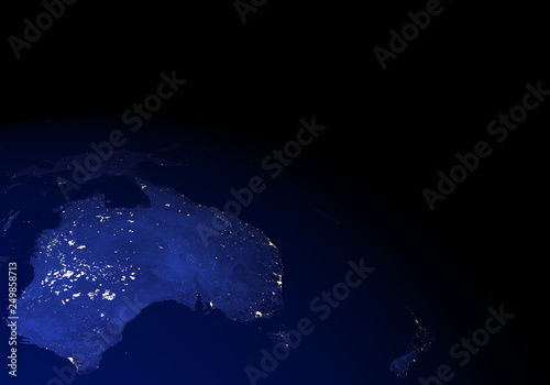 Fototapeta Naklejka Na Ścianę i Meble -  The Earth from space at night. Australia. Elements of this image furnished by NASA.