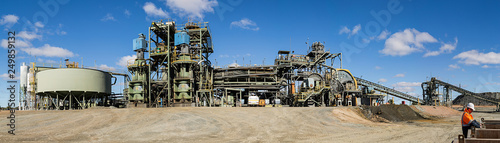Panoramic view of a copper mine head with equipment in NSW Australia