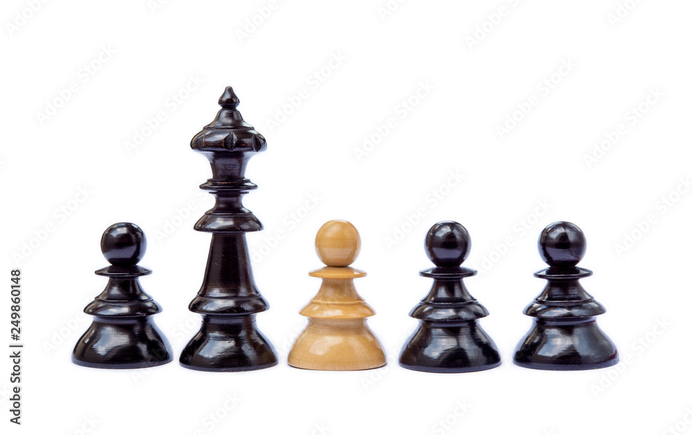Old chess pieces isolated on white background Old chess pieces isolated on white background