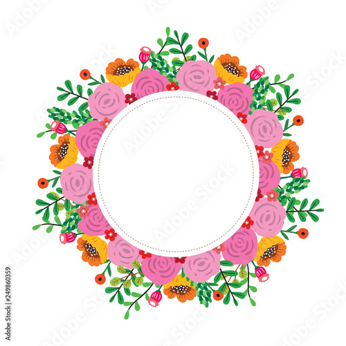 Sweet flora wreath  frame vector. © Meaw_sally