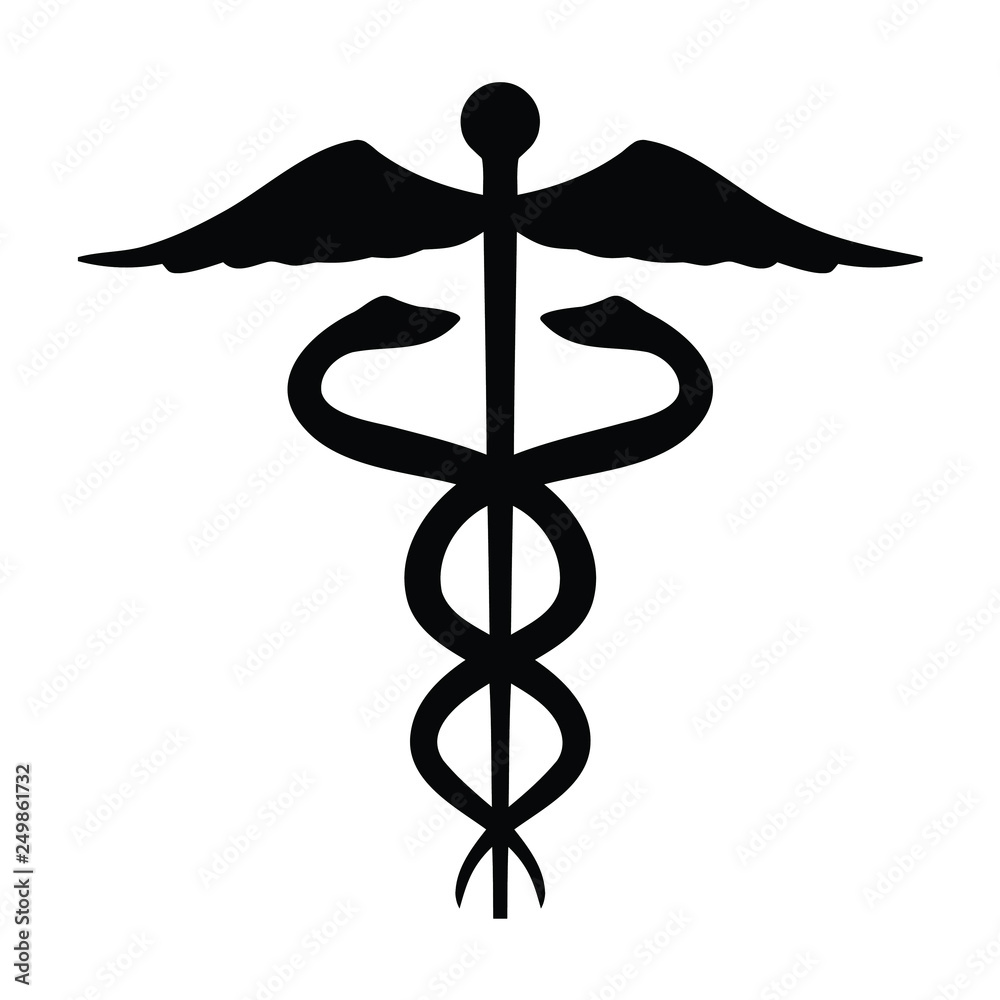 A black and white vector silhouette of a caduceus Stock Vector | Adobe ...