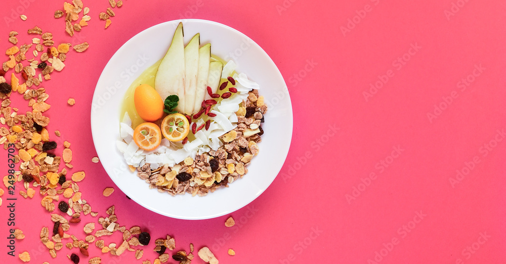 Healthy breakfast. Muesli with fruit. Healthy breakfast. Muesli with fruit.