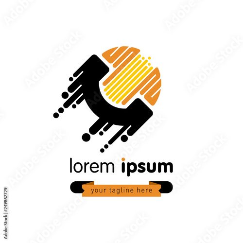 Accelerating handset logo template. For support and call centers. Creative and modern symbol for company identity, advertising, poster, leaflet, banner, web and flyer.