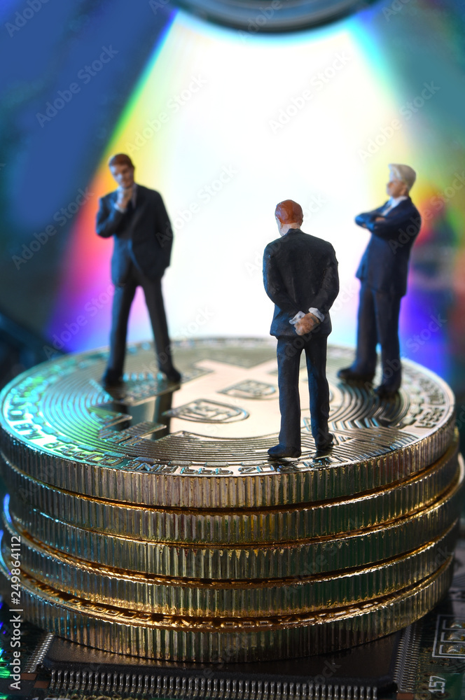 Golden Bitcoins. New virtual money. Studio shot Golden Bitcoins. New virtual money. Studio shot