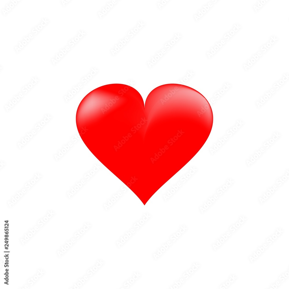 Heart 3D isolated. Red sign on white background. Romantic silhouette symbol linked, join, love, passion and wedding, etc. Colorful mark of valentine day. Design modern element. Vector illustration.