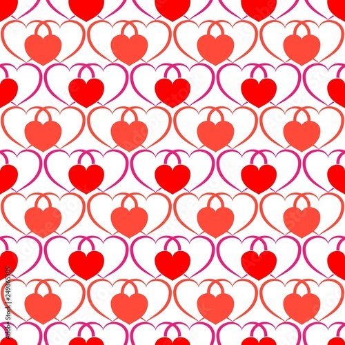 Heart red on white seamless pattern. Fashion graphic background design. Abstract texture of valentines day. Colorful template for prints  textiles  wrapping  wallpaper  website. Vector illustration