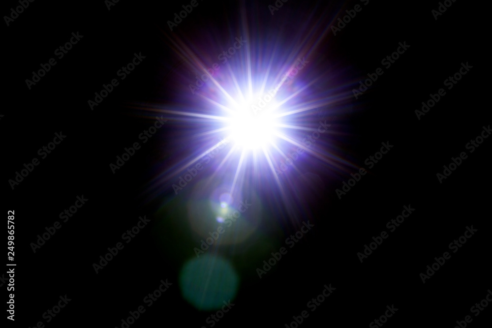 light flare special effect in dark black