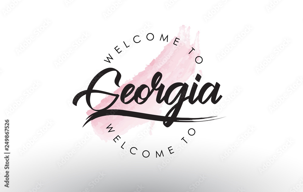 Georgia Welcome to Text with Watercolor Pink Brush Stroke