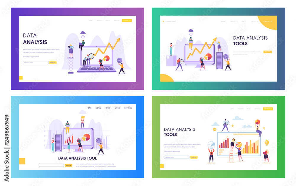 Fun Analytical Testing Graphics People Analysing Statistic Graphic Landing Page. Business Analytic ...