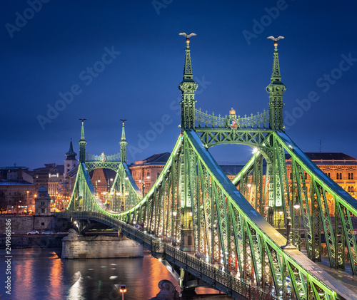 Photography Famous Liberty bridge in Budapest, Hungary