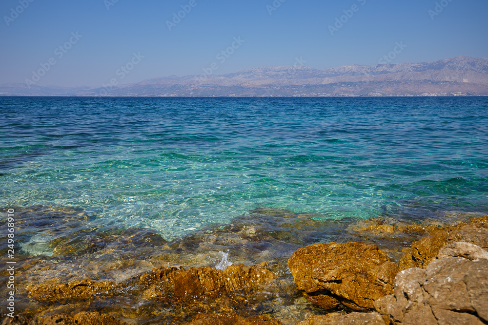 Turquoise Blue Water in Adriatic Coast in Croatia.