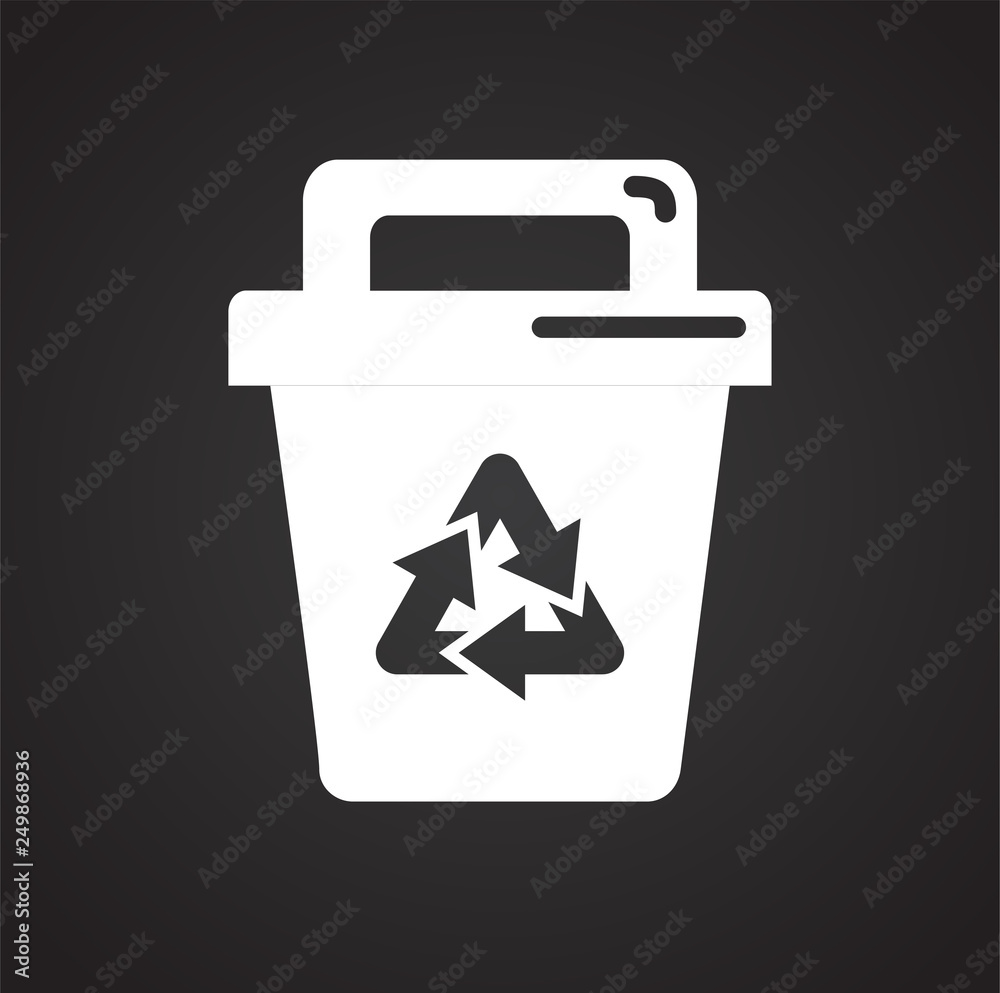 Recycling bin icon on black background for graphic and web design, Modern simple vector sign. Internet concept. Trendy symbol for website design web button or mobile app Recycling bin icon on black background for graphic and web design, Modern simple vector sign. Internet concept. Trendy symbol for website design web button or mobile app