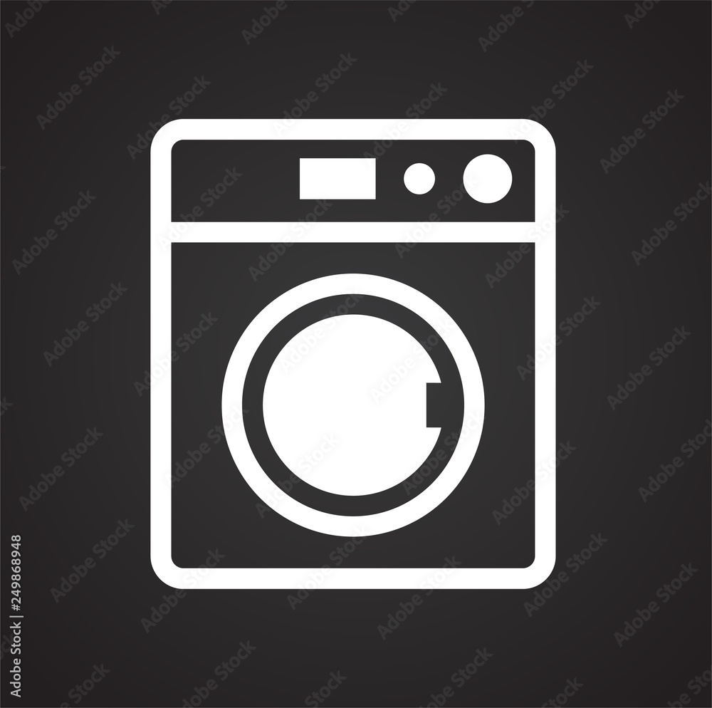 Washing machine icon on black background for graphic and web design, Modern simple vector sign. Internet concept. Trendy symbol for website design web button or mobile app Washing machine icon on black background for graphic and web design, Modern simple vector sign. Internet concept. Trendy symbol for website design web button or mobile app