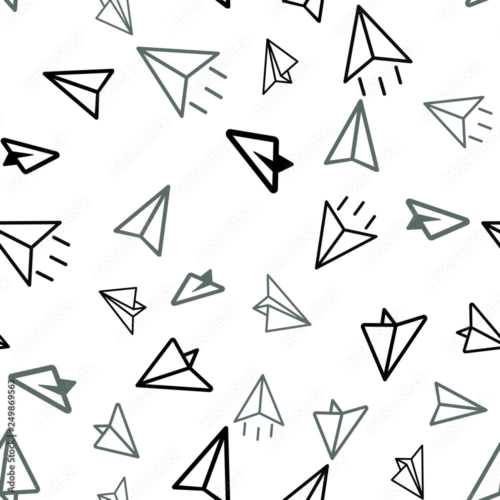 Paper origami airplane. Messege concept. Seamless vector EPS 10 pattern Paper origami airplane. Messege concept. Seamless vector EPS 10 pattern