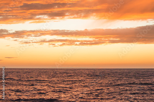 Sea sunset landscape image red orange color