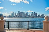View of downtown Boston skyline from East Boston across the Boston Harbor
