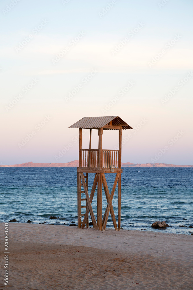 Lifeguard station on the beach, Sharm el Sheikh, Sinai, Egypt