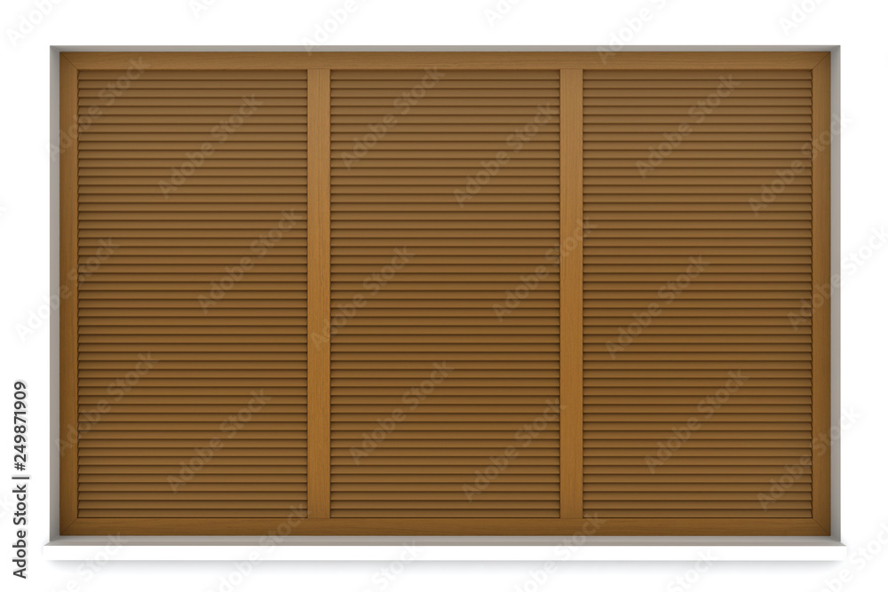 Wooden window frame with external blinds Wooden window frame with external blinds
