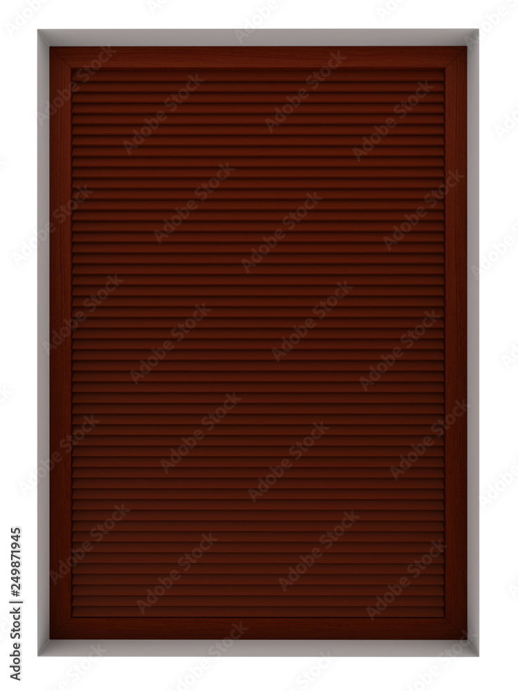 Fototapeta premium Wooden window frame with external blinds