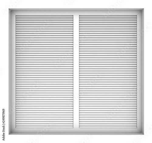 Plastic window frame with external blinds
