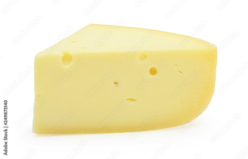 Piece of cheese isolated on white