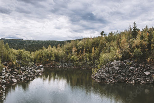 Fototapeta Naklejka Na Ścianę i Meble -  Lake scenes in forest, national park Kachkanar, Russia, Europe