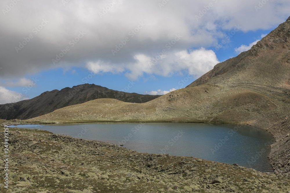 Lake scenes in mountains, national park Dombai, Caucasus, Russia